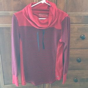 Blue and red long sleeve Henley